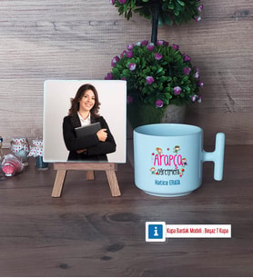 Arapça Öğretmeni Fotoğraflı Dekoratif Taş, Kupa Bardak Beyaz Hediye (Model 12)