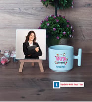 Arapça Öğretmeni Fotoğraflı Dekoratif Taş, Kupa Bardak Beyaz Hediye (Model 12)
