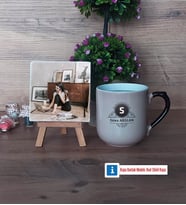 Baş Harf ve İsim Soyisim Fotoğraflı Dekoratif Taş, Kupa Bardak Beyaz Hediye (Model 10)