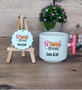 Biyoloji Öğretmeni Hediye Seti Kupa Bardak T Kulplu ve Anahtarlık Öğretmenler Günü Hediyesi Biyoloji Öğretmenine Hediye (Model 4)
