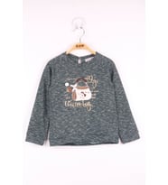 Toontoy Kız Çocuk Çanta Nakışlı Sweatshirt (Yeşil)