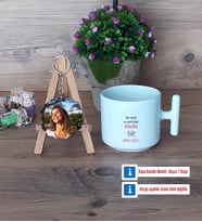 Doğum Günü Hediyesi Kupa Bardak Beyaz ve Fotoğraflı Ahşap Anahtarlık Hediye (Model 12)