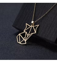 Kişiye Özel 925 Ayar Gümüş Origami Tilki Kolye (Gold)