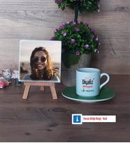 Diyaliz Teknisyeni Fotoğraflı Dekoratif Taş, Ahşap Altlıklı Türk Kahvesi Fincanı Hediye Diyaliz Teknisyenine Hediye (Model 9)