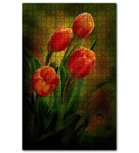 Cakapuzzle Kırmızı Laleler Loş Mod Puzzle Yapboz MDF (Ahşap) (500 Parça)