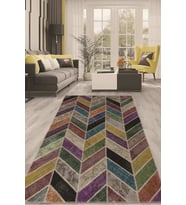 Dijital Kaymaz Taban Yıkanabilir Modern Renkli Salon Halısı Mutfak Halısı Yolluk ND-HT-1245 (Çok Renkli)