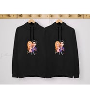 BK Gift Kişiye Özel Sevgililer Karikatürlü İkili Siyah Sweatshirt Seti, Sevgililer Hediye, Çift Hediyesi, Yıl Dönümü Hediyesi, Kişiye Özel Sweatshirt (Model 3)