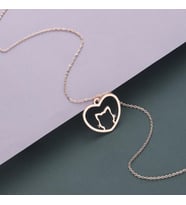 Kişiye Özel 925 Ayar Gümüş Kalp Kedi Kolye (Rose)