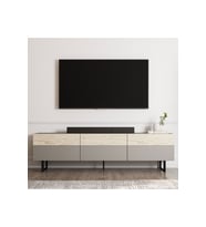 Sign Kapaklı Tv Ünitesi, Tv Sehpası - Metal Ayak (Gri-Bej)