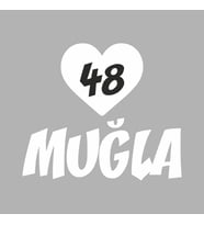 Kalpli 48 Muğla Araba Sticker siyah 20x15 CM (Beyaz)