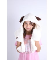 Babyhola Kız Erkek Babyhola Kız Erkek Çocuk Kulaklı Peluş Bere Cep Eldivenli Kışlık 1300 (Ekru)