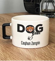 Kişiye Özel Dog Dad Hediye Lüks Fincan Köpek Babası (Siyah)