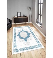 Dijital Baskılı Yıkanabilir Kaymaz Modern Renkli Salon Halısı Mutfak Halısı Yolluk ND-HY-1058 (Beyaz)