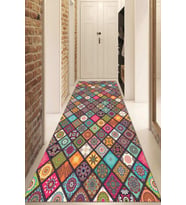 Dijital Baskılı Kaymaz Taban Yıkanabilir Modern Yolluk Ve Koridor Halısı NDU-HS-435 (Pembe)