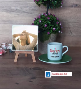 Özel Eğitim Öğretmeni Fotoğraflı Dekoratif Taş, Ahşap Altlıklı Türk Kahvesi Fincanı Hediye Öğretmenler Günü Hediyesi (Model 9)