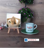 Özel Eğitim Öğretmeni Fotoğraflı Dekoratif Taş, Ahşap Altlıklı Türk Kahvesi Fincanı Hediye Öğretmenler Günü Hediyesi (Model 9)