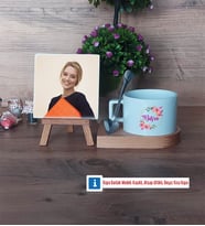 İsme Özel Fotoğraflı Dekoratif Taş, Kupa Bardak Beyaz Hediye (Model 8)