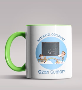 Kişiye Özel Matematik Öğretmeni Tasarımlı Siyah Renk Kupa 13 (Yeşil)