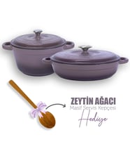 Lava Döküm 2X New Heritage Serisi Döküm Demir Tencere Tava Seti (Mor)