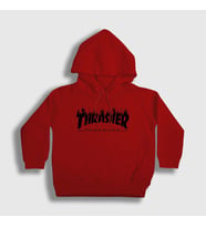 Presmono Unisex Çocuk Beyaz Logo V6 Thrasher Kapüşonlu Sweatshirt 279621tt (Kırmızı)