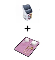 Tezgah Üstü Kaşıklık + Bulaşık Kurutma Matı 2'li Mutfak Seti (Pembe)