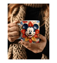 Mickey Mouse Baskılı 3D Tasarım Seramik Kupa Mug - Hediyelik Kupa Bardak (02)