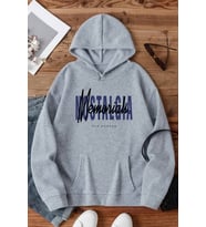Nostalgia Baskılı Unisex Oversize Sweatshirt (Gri)