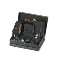 Polo Air Erkek Kol Saati Kemer Cüzdan Kartlık Anahtarlık Çakmak Kombin Set Özel Kutusunda PL-0725E (Siyah)