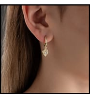 Gümüşistan 925 Ayar Gümüş Kalp Küpe (Gold)