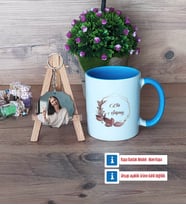 Doğum Günü Hediyesi İsme Özel Kupa Bardak Beyaz ve Fotoğraflı Ahşap Anahtarlık Hediye (Model 4)