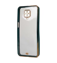 Xiaomi Redmi Note 9S Kılıf Köşeli Gold Şeffaf Kapak (Yeşil)