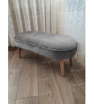 Ultra Lüks Oval Parrot Puf Ahşap Ayak (Gri)