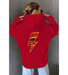 Unisex Yıldırım Baskılı Sweatshirt (A.Kırmızı)