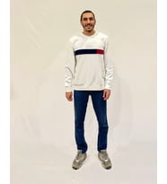 Erkek Bisiklet Yaka Rahat Kalıp 3 iplik Kalın Garnili Sweatshirt SPR24SW35 (Ekru)