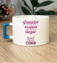 Kişiye Özel Kova Oğlak Burcu Hediye Lüks Fincan Doğum Günü Hediyesi (Mavi)