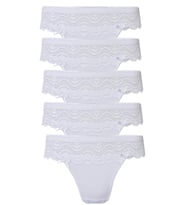 5li Kadın Dantelli Bikini Külot Pamuklu Arkası Düz Kaliteli FND (Beyaz)