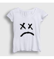 Presmono Kadın Sarı Sad Face Lil Peep T-Shirt 38014tt (Beyaz)