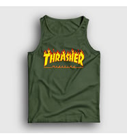 Presmono Unisex Beyaz Logo Thrasher Atlet 277683tt (Haki)