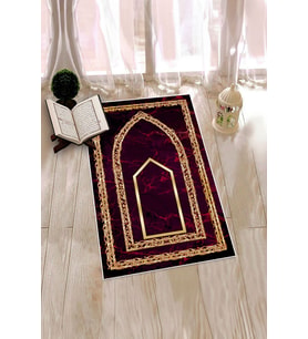 EVDEYA Dijital Baskılı Kaymaz Taban Yıkanabilir Modern Namazlık Seccade 70x130, SECCADE-21-GOLD, (Kırmızı)
