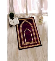 EVDEYA Dijital Baskılı Kaymaz Taban Yıkanabilir Modern Namazlık Seccade 70x130, SECCADE-21-GOLD, (Kırmızı)