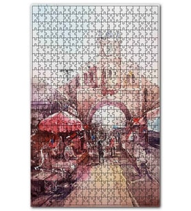 Cakapuzzle Şehrin Girişindeki Saat Kulesi Puzzle Yapboz MDF (Ahşap) (1000 Parça)