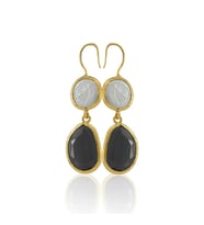Kadir Jewellery 22 Ayar Altın Kaplama Kadın İnci Küpe -El İşçiliği Ve Hipoalerjenik Küpe (Siyah)