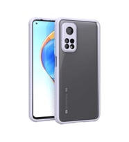 Xiaomi Mi 10T 5G Kılıf Kenar Renkli Sararmaz Şeffaf Kapak (Mor)