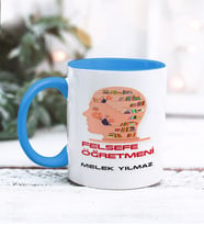 Felsefe Öğretmeni Tasarımlı Kişiye Özel Kupa Bardak (Mavi)