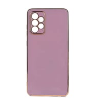 Samsung Galaxy A33 5G Kılıf Kenarları Gold Kamera Korumalı Renkli Pastel Silikon Açık Yeşil BARK (Mor)