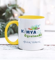 Kimya Öğretmeni Tasarımlı Kişiye Özel Kupa Bardak (Sarı)