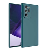 Samsung Galaxy Note 20 Ultra Kılıf Kamera Korumalı iÇi Süet Dokulu Lansman Tipi Silikon (Koyu Yeşil)