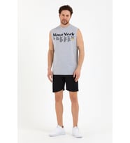 Erkek Bisiklet Yaka Regular Fit New York Baskılı Tişort SPR22TS125 (Grimelanj)