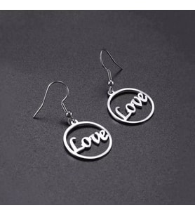 Kişiye Özel 925 Ayar Gümüş Love Küpe (Gümüş)