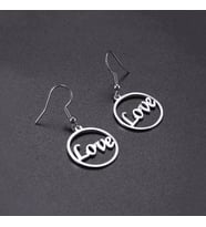 Kişiye Özel 925 Ayar Gümüş Love Küpe (Gümüş)